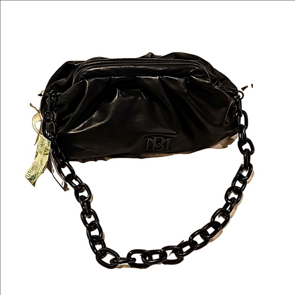 Badgley Mischka Handbags - Badgley Mischka clutch style bag with metal chain black new with tag